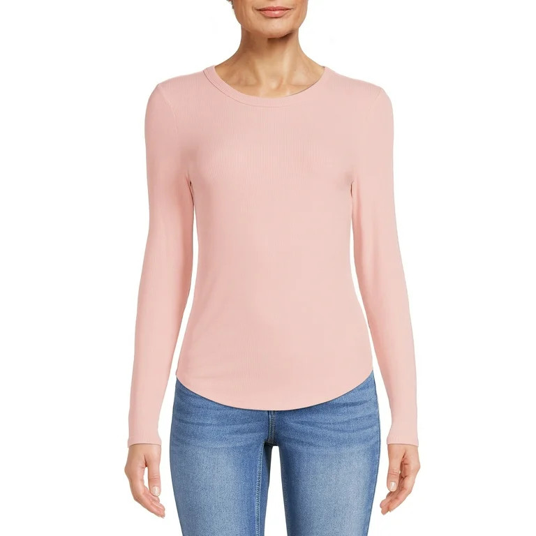 No Boundaries Juniors' Crew Ribbed Long Sleeve Tee | Walmart (US)