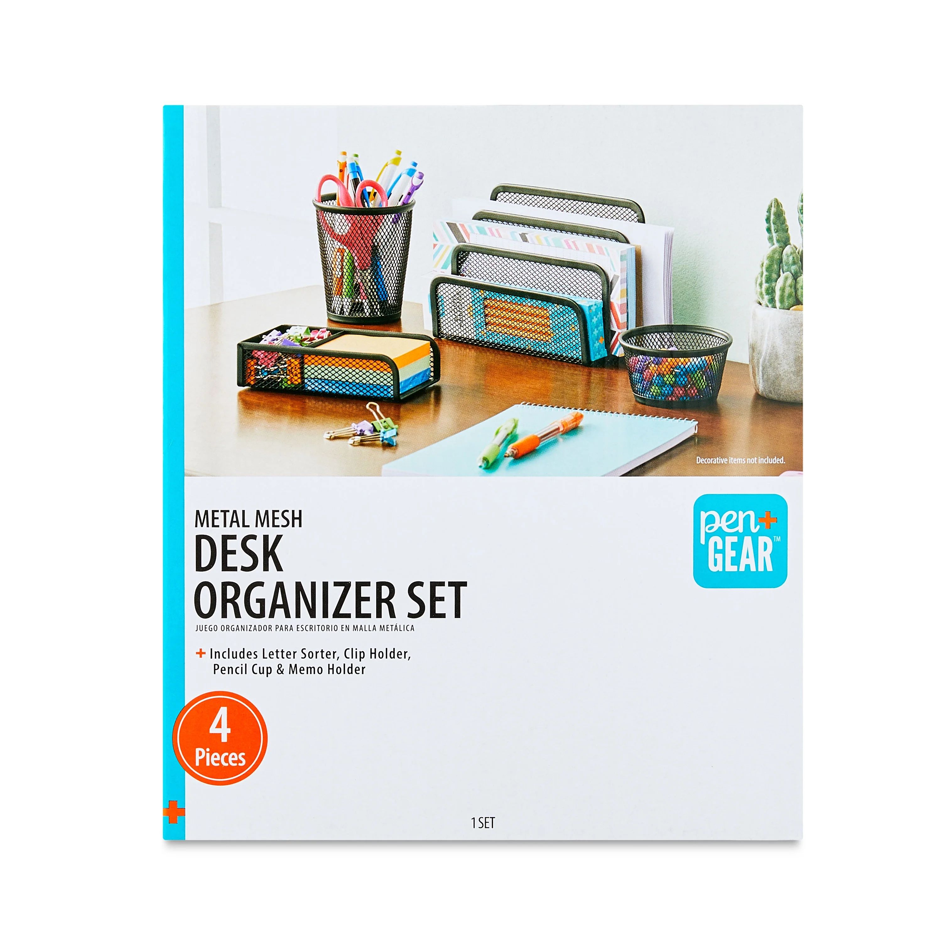 Pen+Gear Metal Desk Organizer Set, Black, 4 Pieces | Walmart (US)