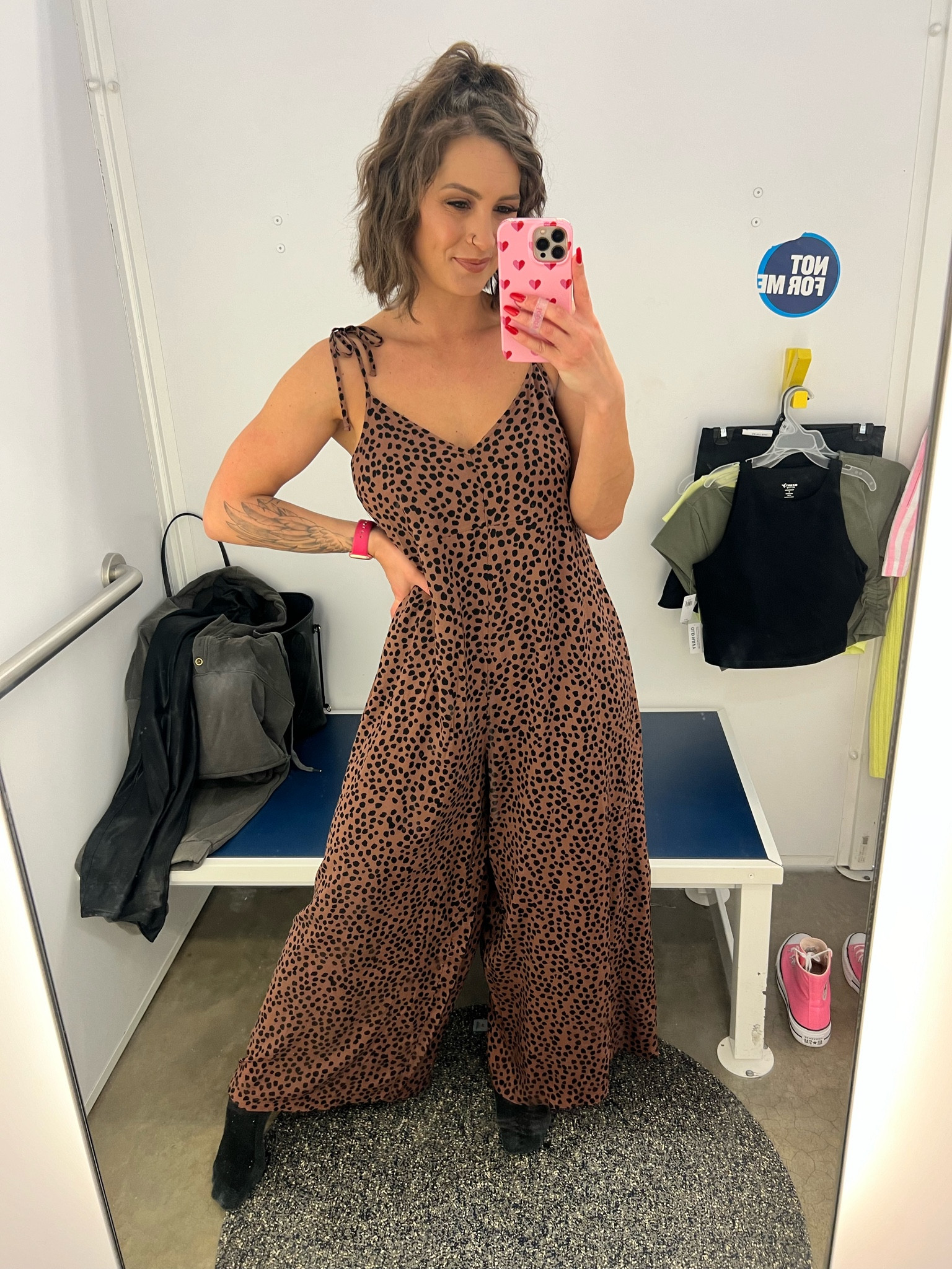 The cutest cheetah wide leg jumpsuit. Adjustable tie straps. I’m wearing a small  

#LTKfindsunder50 #LTKSeasonal #LTKtravel