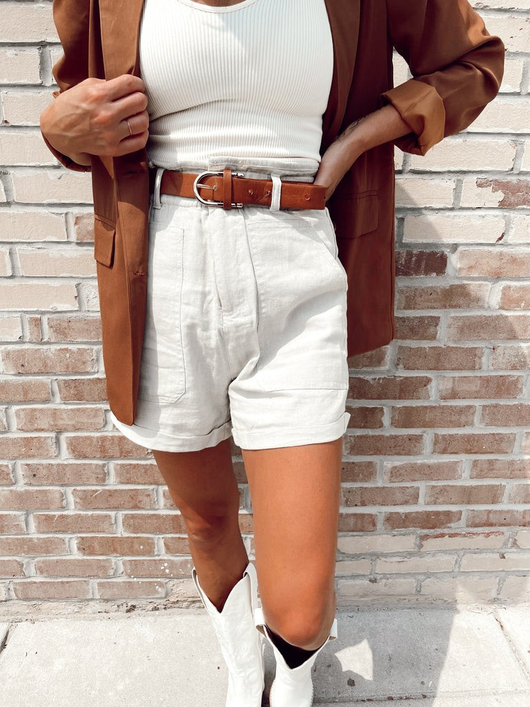 Corrie Linen Paperbag Shorts | She Is Boutique