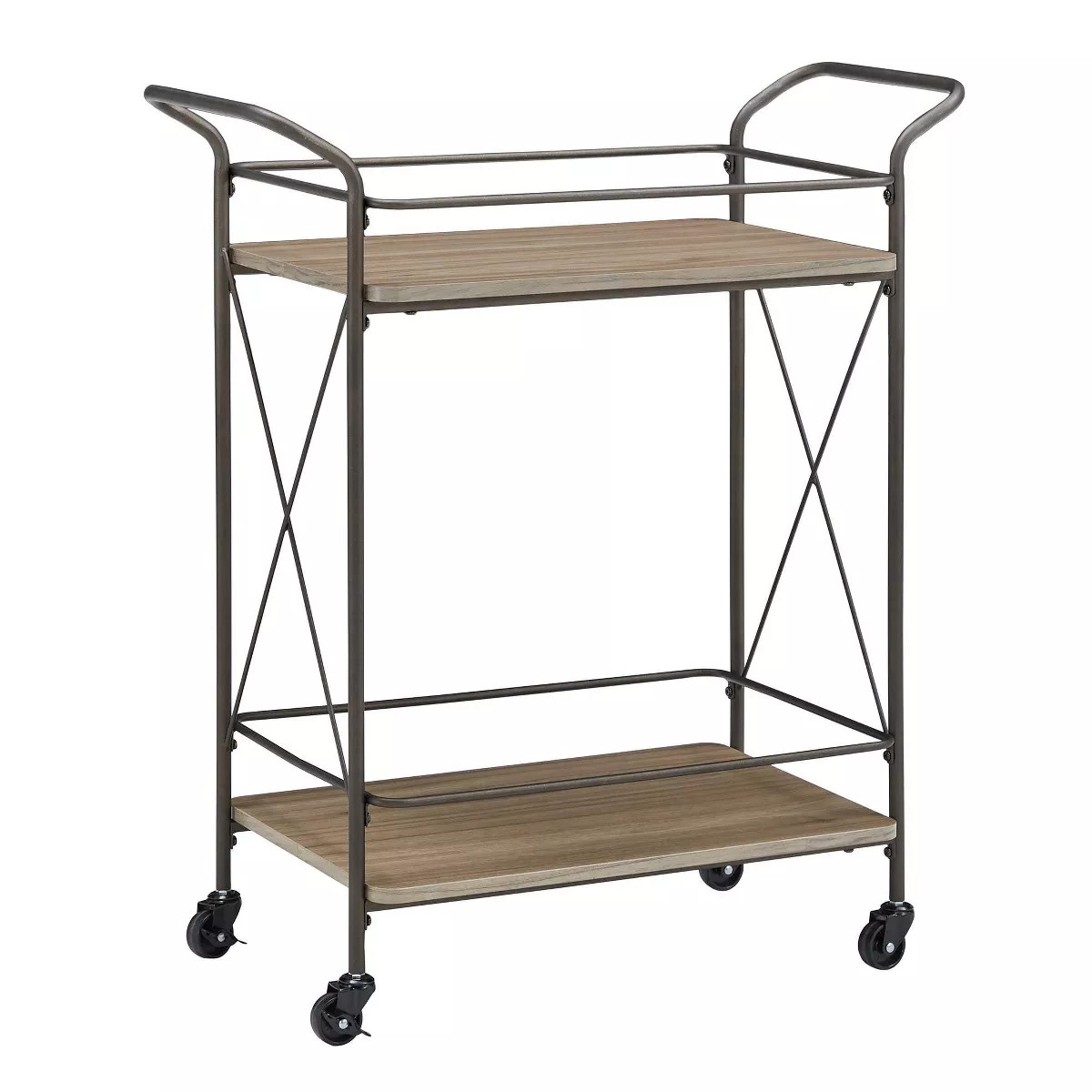 Raddatz Metal X Frame Bar Cart with Wood Shelf Bronze/Walnut - Inspire Q | Target