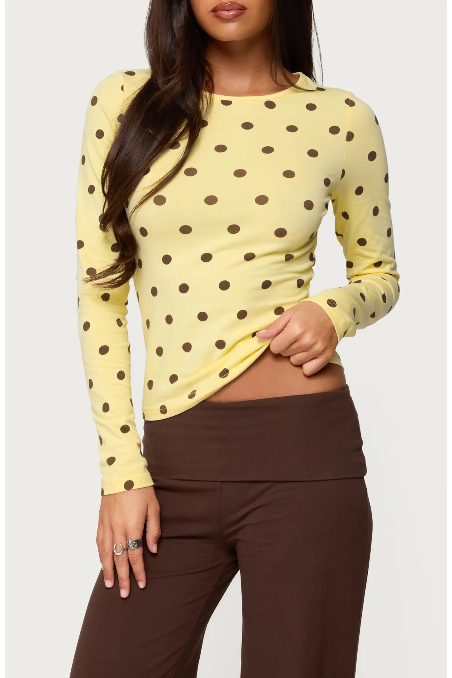 Maricelle Polka Dot Long Sleeve Stretch Cotton Top (Women) | Nordstrom | Nordstrom