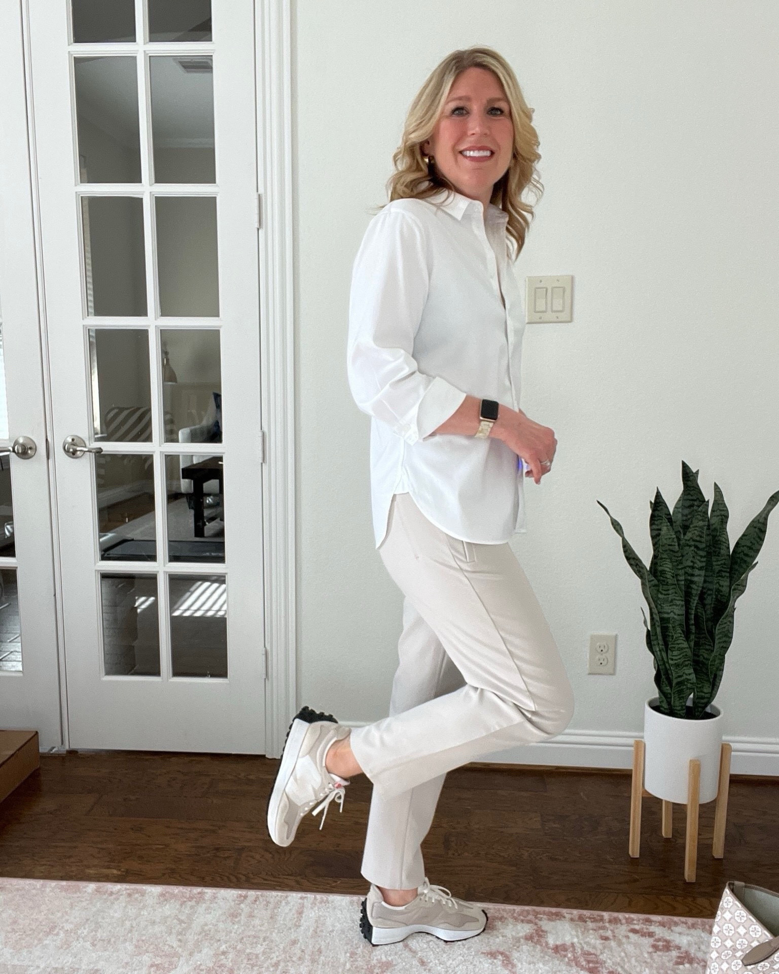 Loving this outfit with my New Balance sneakers! Chico’s is running summer sales on these no-iron shirts! 🥰

My favorite NO-IRON shirt with stretch!! 🙌 Linking several options for colors and patterns. 

Paired with Athleta Endless high rise pants in the shade Abalone. Available in 10 colors. Sizes options in regular, tall, and petite.

This shirt is perfect in any season, whether on its own or as a base layer. Features modesty gussets. Flattering shirttail hem and button up front. Regular length: 28". 62% cotton, 33% polyester, 5% spandex. Machine wash and dry for best results.

Comfy high rise pants for commuting, work, and travel. Powervita waistband is oh so soft. Holds you in for all-day comfort. Even has secure zip pockets and back drop-in pockets. My favorite NO-IRON shirt with stretch!! 🙌 5 color options. Paired with Athleta Endless high rise pants in shade Abalone. Available in 8 colors. Sizes: regular, tall, and petite. Loving this outfit with my New Balance sneakers! 🥰

Follow my LTK @lululoves7 on the @shop.LTK app to view this post and get my exclusive app-only content!

#liketkit 
@shop.ltk

#LTKShoeCrush #LTKFindsUnder100 #LTKStyleTip #LTKParties #LTKFindsUnder50

#LTKSaleAlert #LTKActive #LTKWorkwear #LTKPetite #LTKMidsize #LTKSeasonal #LTKTravel #LTKOver40 #LTKootd #LTKfitnessgoals #LTKmomlife