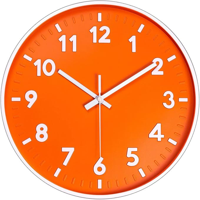 JENLYSTIME 12 Inch 3D Number Modern Indoor/Outdoor Wall Clock,Round Bright Colorful Dial,Non Tick... | Amazon (US)