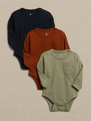 Essential SUPIMA® Long-Sleeve Bodysuit 3-Pack for Baby | Banana Republic (US)