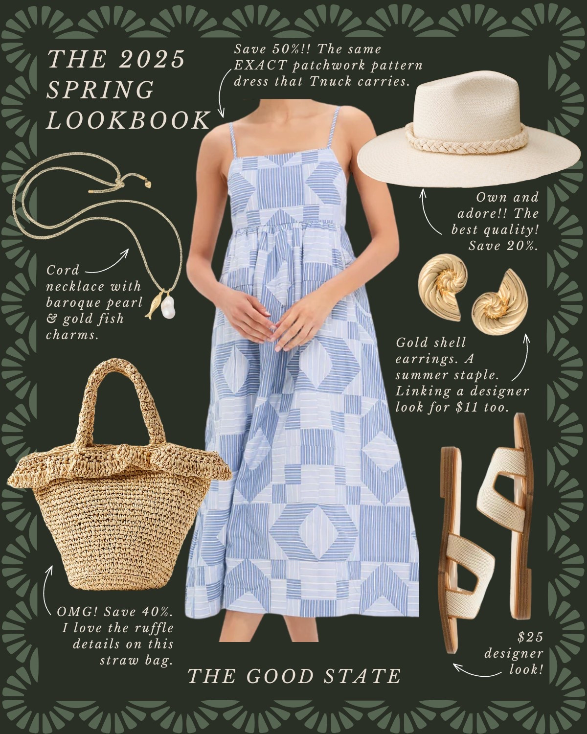 For all the Farmers Market girlies living their best life as the golden morning sunshine warms their face and a cool Spring breeze blows through their hair. For the ones with a market tote overflowing with fresh flowers and their hands full with a coffee and buttery croissant. For the ladies who love all things gingham, their trusty ball cap and the ease of a Springtime dress. This is for the girlies who wake up early for the market and may or may not take a little mid-day nap afterwards…followed by a picnic with all their market goodies and closest girlies of course. This collection is for you🍓🧺🫶🏼  Anthropologie , Anthro, Amazon, Quince, mini dress, maxi dress denim jacket, chore coat, earring, socks, beauty, sunglasses, spring outfit, spring fashion, tote bag, purse, woven purse, spring break, bandanna, scarf, quilted jacket, the good state, Lauren England, gola sneakers, clutch vacation outfit, hoop, earrings, American Eagle, target target fashion, target style sneakers, veja, mini dress, floral dress, wedding guest, dress, vacation, outfit, ootd, butter yellow, farmers market, dillards, nordstrom, travel outfit, spring fashion, gap, old navy, wedding guest dress, wedding guest, summer outfit


#LTKFindsUnder50 #LTKStyleTip #LTKSaleAlert