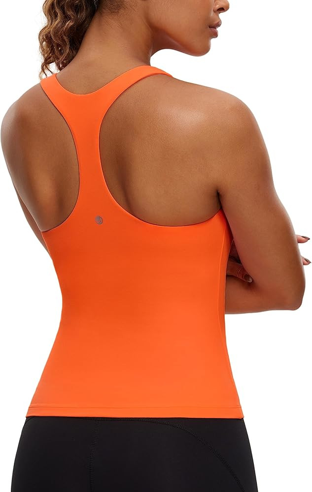 CRZ YOGA Butterluxe Workout Tank Tops for Women Built in Shelf Bras Padded - Racerback Athletic S... | Amazon (US)