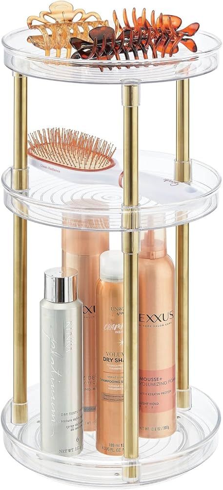 mDesign Spinning 3-Tier Lazy Susan 360 Rotating Makeup Organizer Storage Tower - Beauty Cosmetic ... | Amazon (US)