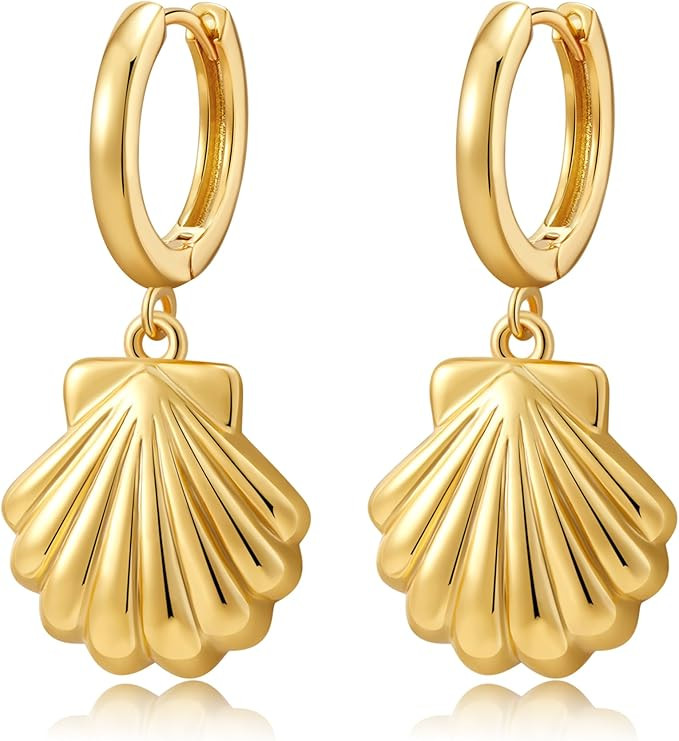 SANNYRA Huggie Earrings for Women - 14K Gold Plated Beach Sea Drop Dangle Earrings - Starfish But... | Amazon (US)