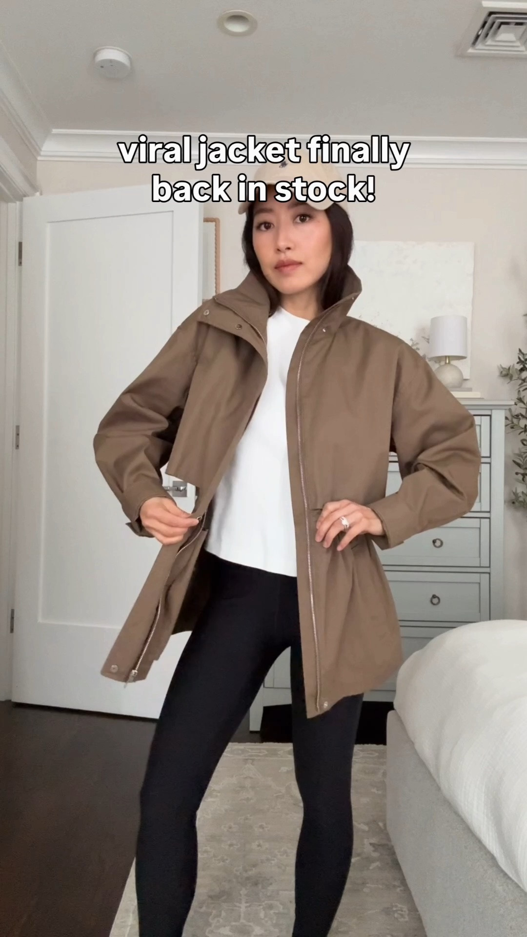 • Aritzia 100% cotton jacket size 2XS folio taupe , relaxed oversized fit on me, sleeves are folded up here. When you uncinch the waist it’s a wider fit in torso with room to layer. 
This is so cute with jeans or leggings and sold out fast in spring. 
• Abercrombie leggings xs short, I size up on most leggings so it’s not too snug. 
• Aritzia white cotton tee 2XS, thicker soft and not see thru 
• Polo hat 
• Heaven Mayhem earrings 
• adidas sneakers 5 
 
Easy mom outfit, petite friendly knee high boots, transitional fall outfit

#LTKPetite #LTKootd #LTKmomlife