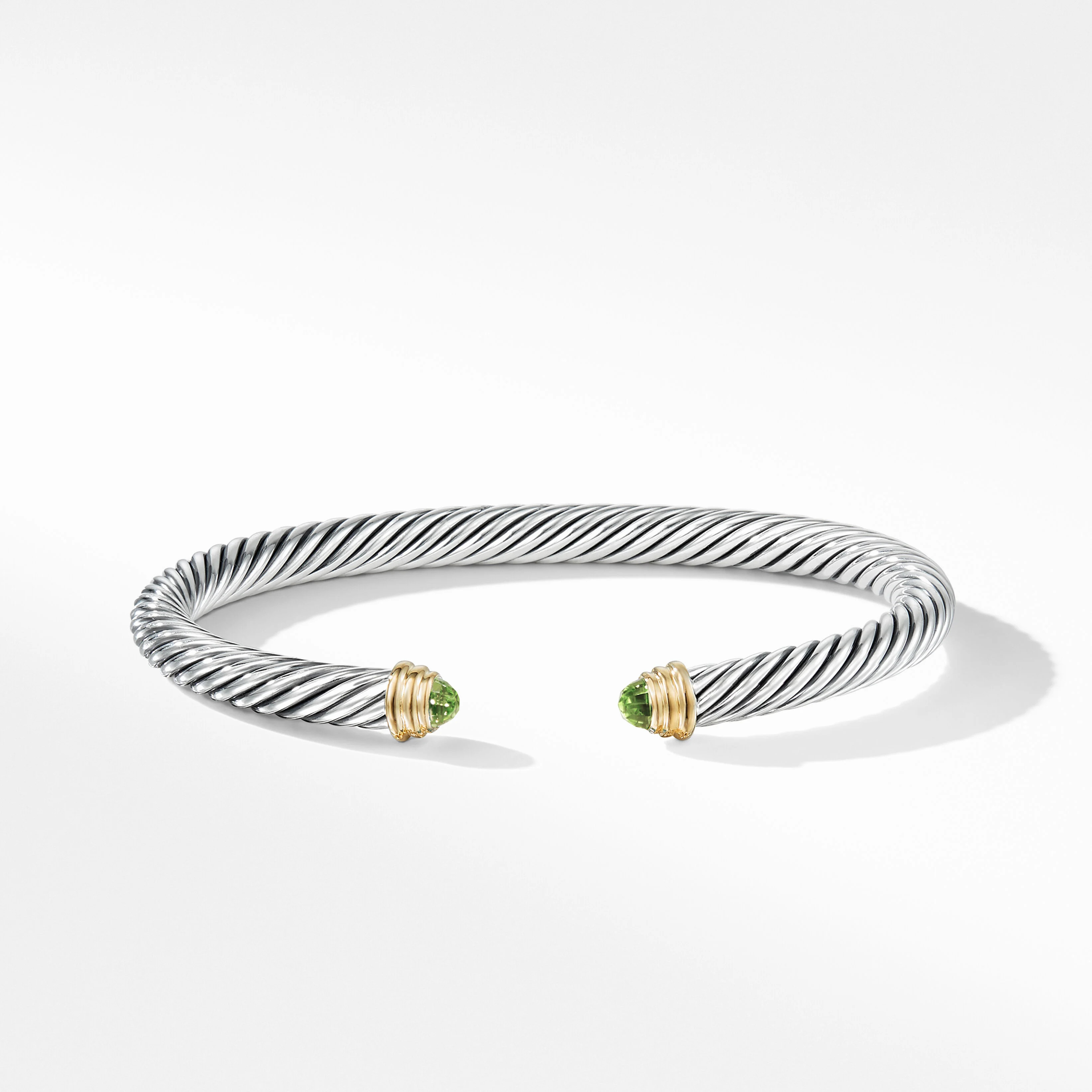 Cable Classics Bracelet in Sterling Silver with Peridot and 14K Yellow Gold | David Yurman