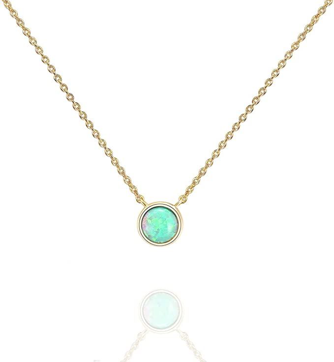 PAVOI 14K Gold Plated Created Opal Necklace | Opal Necklaces for Women | Amazon (US)