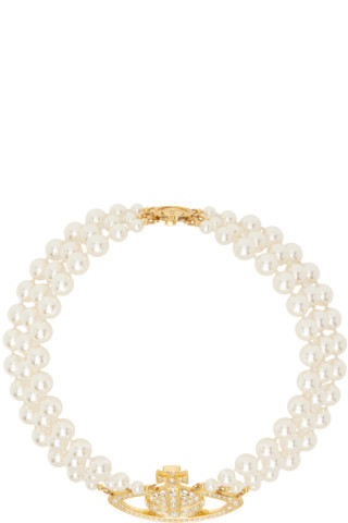 Vivienne Westwood - Beige & Gold Bas Relief Pearl Choker | SSENSE