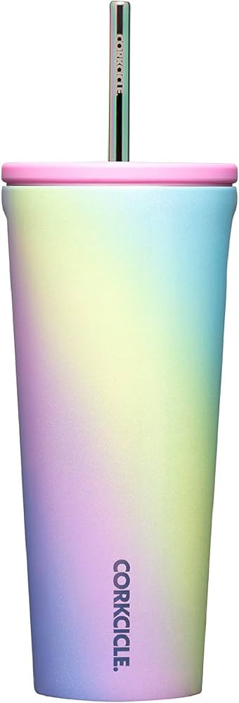 Corkcicle Cold Cup Insulated Tumbler with Lid and Straw, Rainbow Unicorn, 24 oz – Reusable Wate... | Amazon (US)