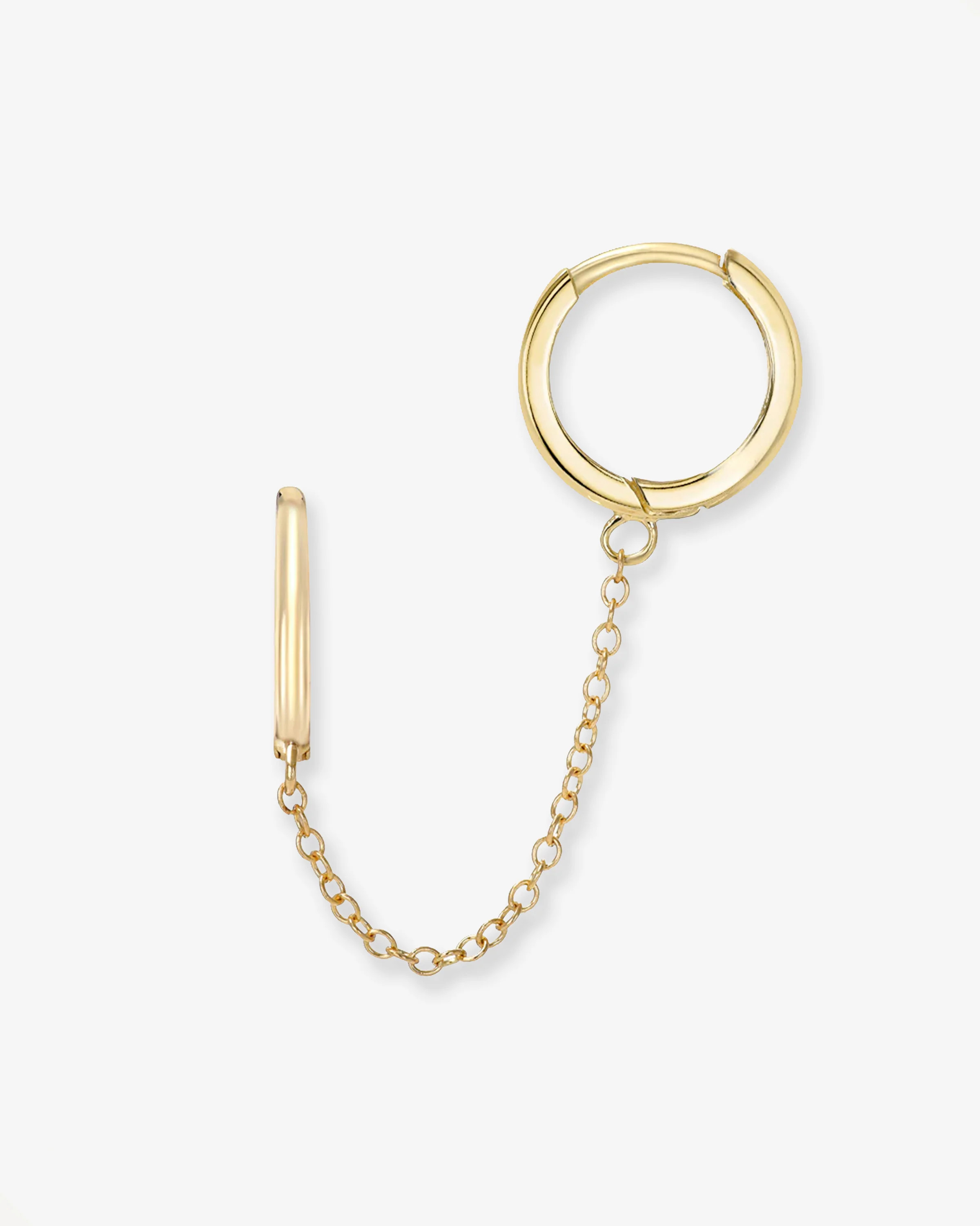 14K Gold Small Chain Huggie Earrings | Zoe Lev Jewelry