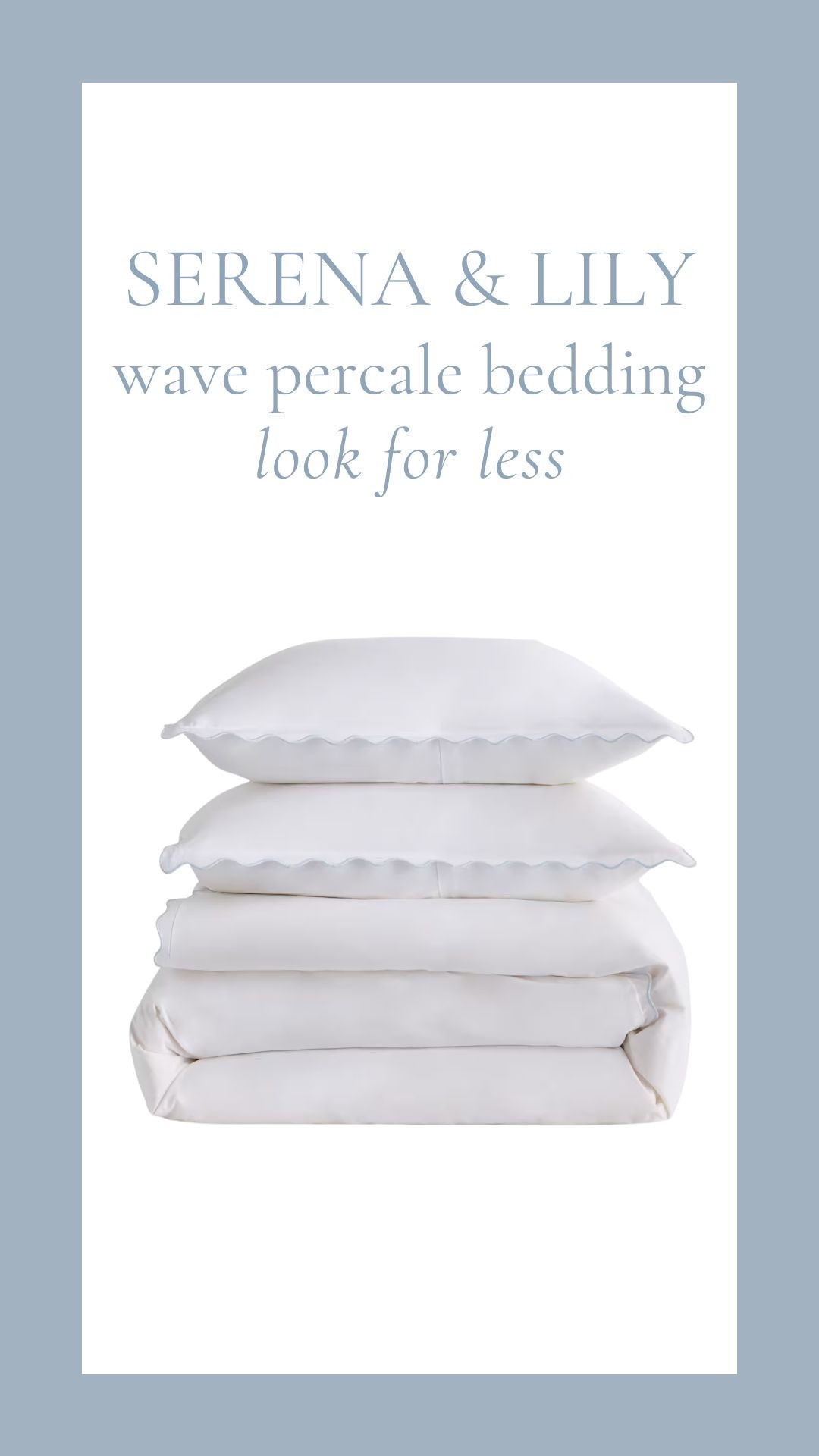 280 thread count percale with a soft wave scallop in a light mist blue. The duvet and shams are less than the cost of S&L shams. I’m

#LTKHome