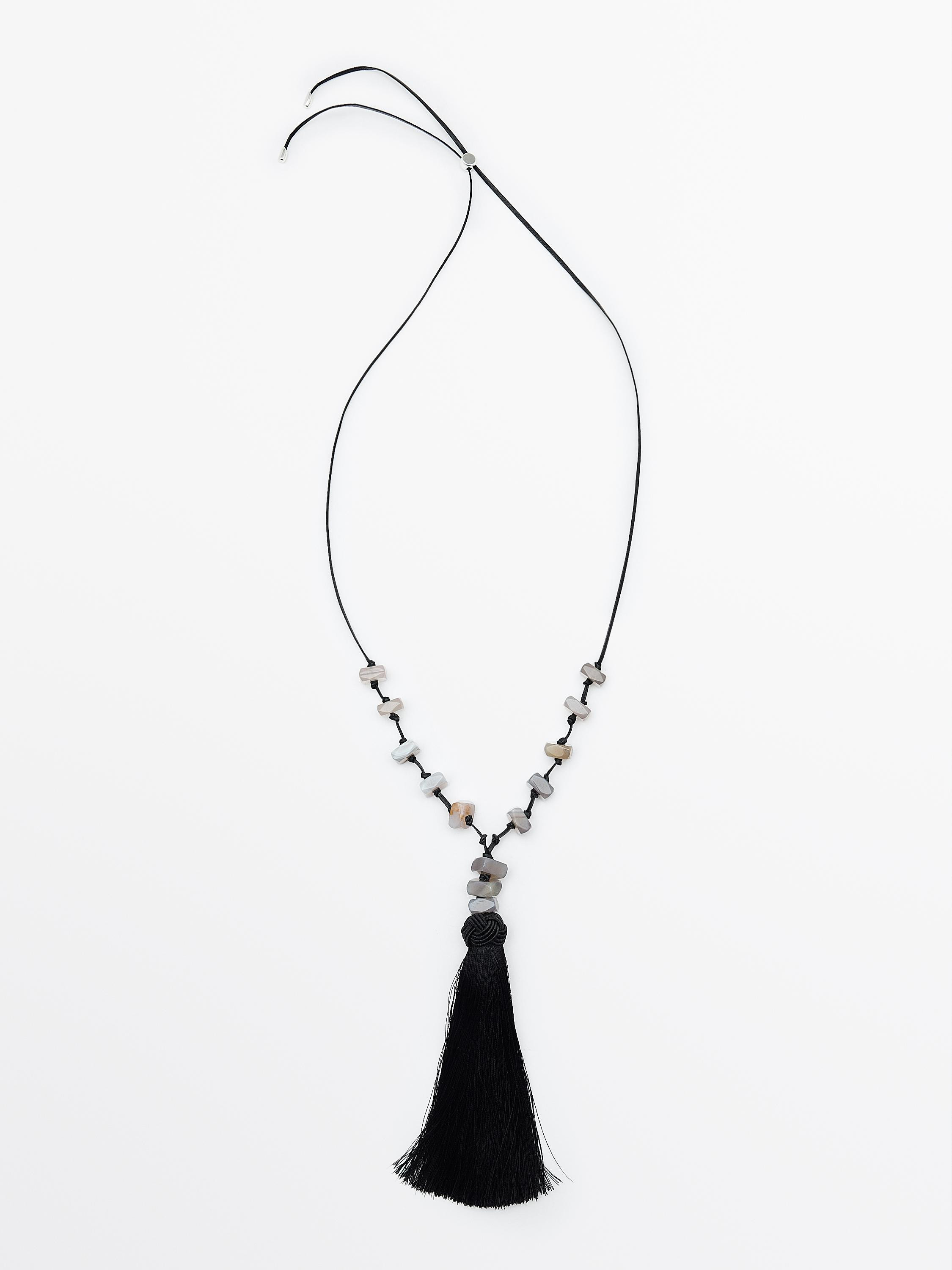 Rhinestone tassel necklace | Massimo Dutti US