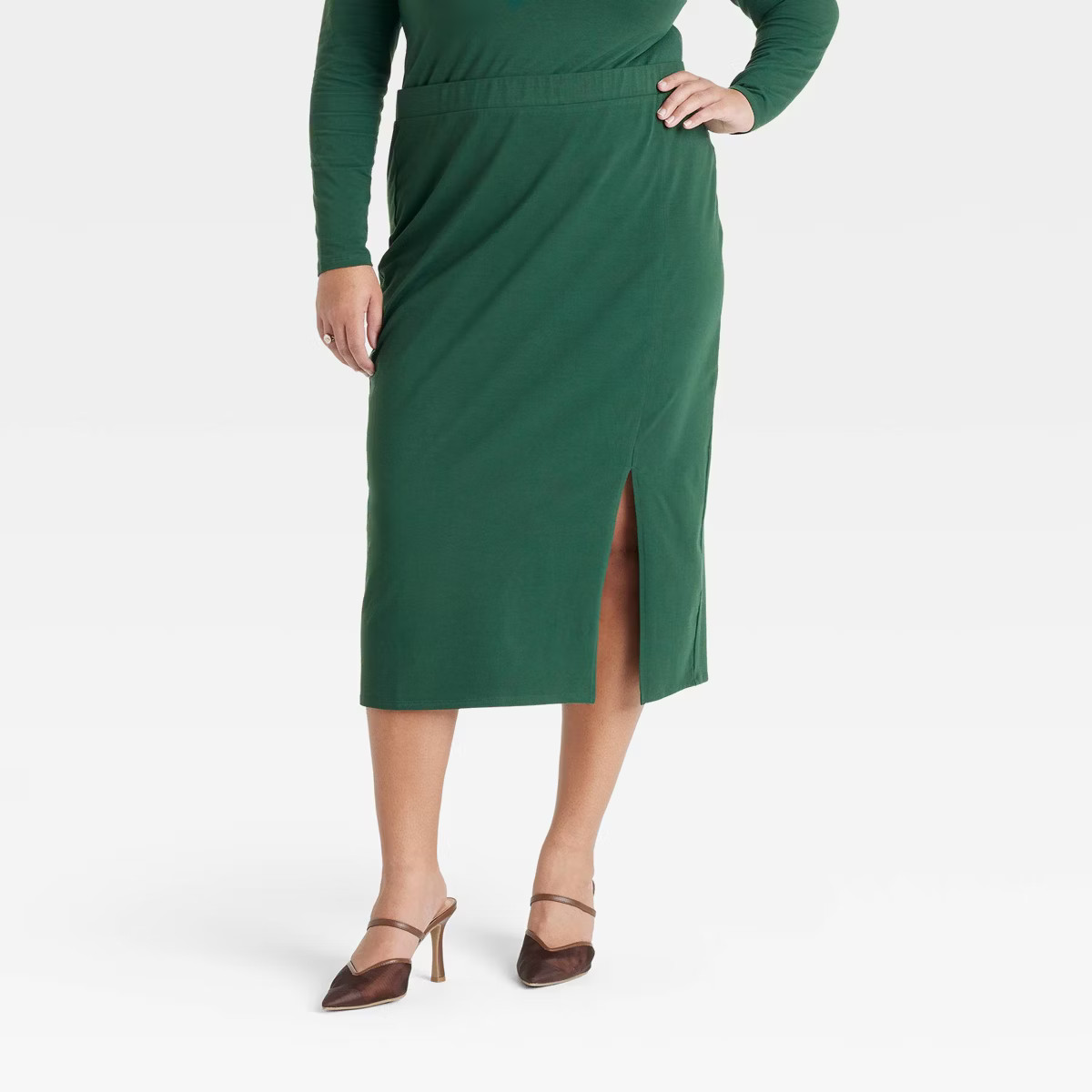 Women's Ruched Midi Slit Pencil Skirt - Ava & Viv™ | Target