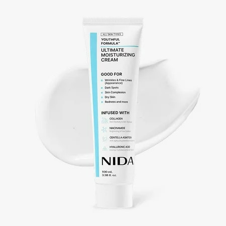 NIDA Cream Korean Moisturizer for Wrinkles Dark Spots Dry Skin - Centella Niacinamide HA Collagen Formula Hydrates Soothes Redness Anti-Aging 100ml 3.38 fl oz, S Makeup Organizers | Walmart (US)