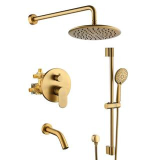 Retro Series 3-Spray Patterns with 1.8 GPM 9 in. Rain Wall Mount Dual Shower Heads with Handheld ... | The Home Depot