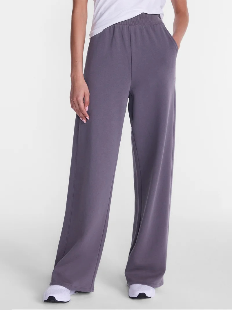 Athletic Works Women's and Women's Plus French Terry Wide Leg Pants, 31" Inseam, Sizes XS-4X | Walmart (US)