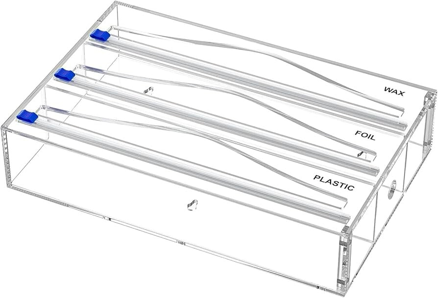 Tin Foil Organizer for Drawer with 12 Labels, Plastic Wrap Dispenser with Cutter, 3 in 1 Acrylic ... | Amazon (US)