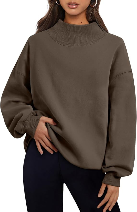 Trendy Queen Womens Mock Neck Sweatshirts Oversized Pullover Fall Outfits | Amazon (US)