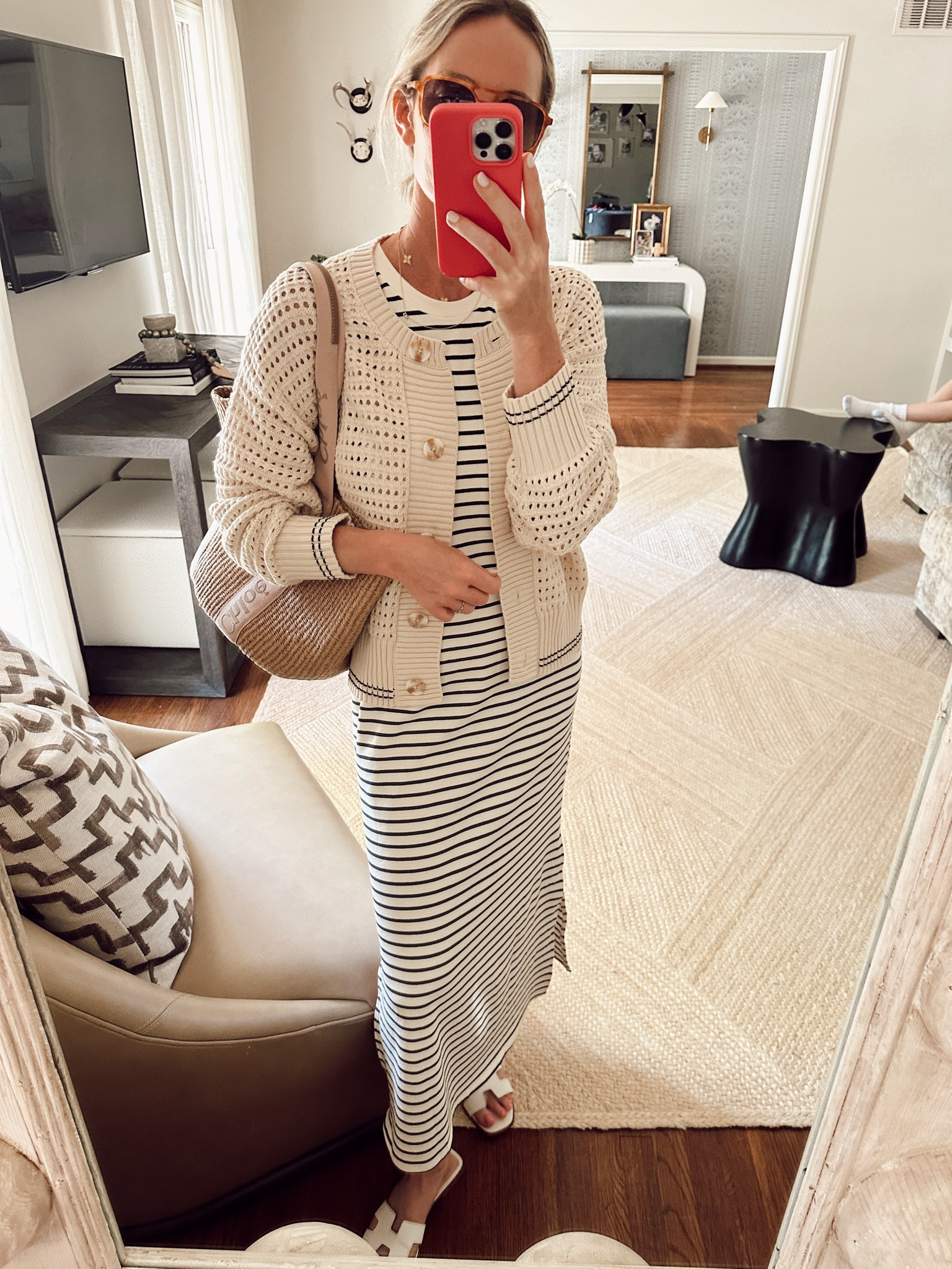 Outfit of the day // sweater was strictly for a cold grocery store run 🥵 but it’s a really good buy! Will be worn this fall for sure. Linking more options too… size M sweater and small dress! Code Leigh15 gets you 15% off this dress! 

#LTKStyleTip #LTKFindsUnder100 #LTKSaleAlert