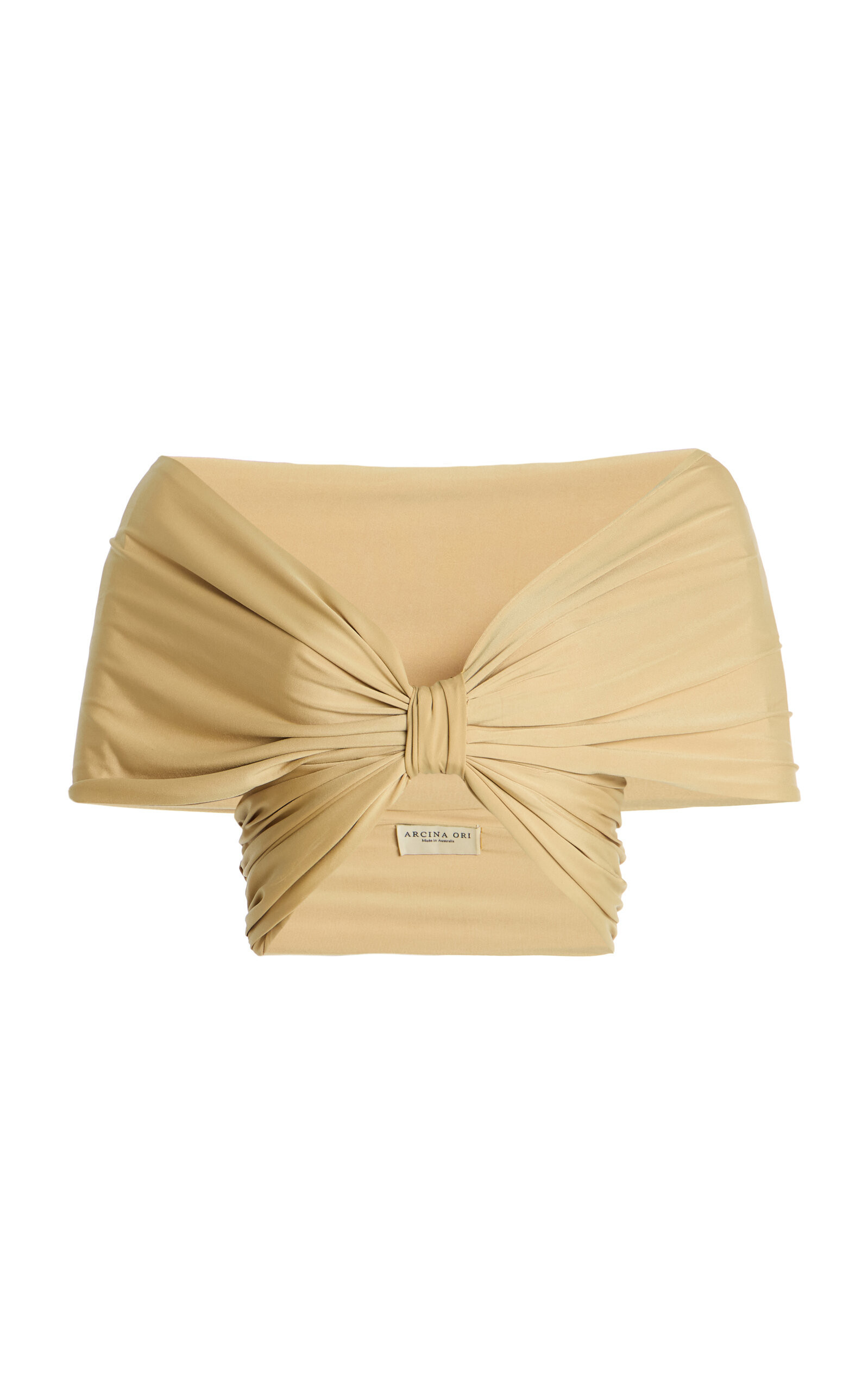 Arcina Ori - Alessia Cropped Off-The-Shoulder Jersey Top - Neutral - S - Moda Operandi | Moda Operandi (Global)