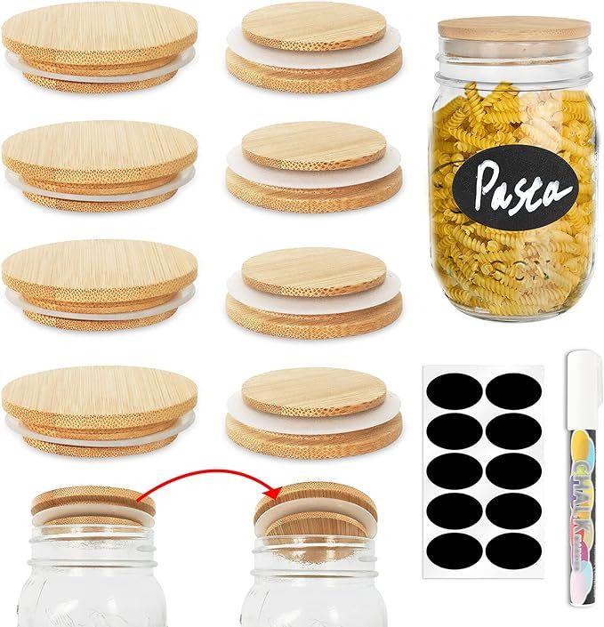 COLOROUND 8 Pack Regular Mouth Mason Jar Lids Regular Mouth Storage Canning Jar Lids Reusable Bam... | Amazon (US)