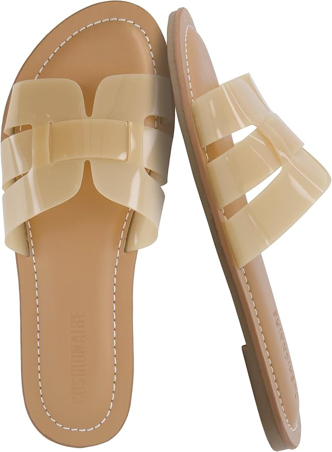CUSHIONAIRE Caper Jelly Sandals for Women, Comfortable Womens Slides with Cushioned Footbed and W... | Amazon (US)