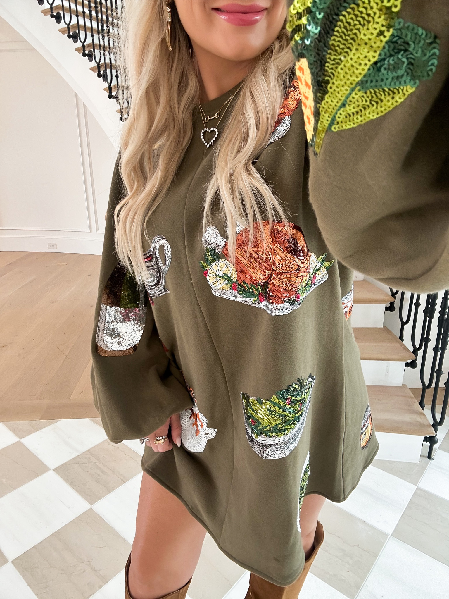 Thanksgiving day outfit! 
Love this QOS dress! WHITNEYNRIFE for 15% off 🦃✨

#LTKCyberWeek #LTKHoliday