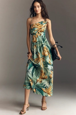 Farm Rio x Anthropologie Asymmetric Linen Blend Dress | Anthropologie (US)