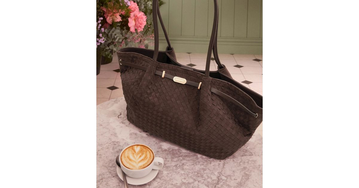 Dark Brown Faux Suede Woven Winged Tote bag | New Look | New Look (UK)