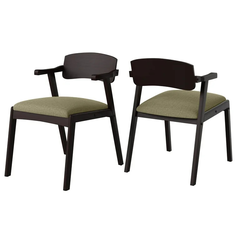 Homesvale Dorno Mid Century Modern Dining Arm Chair with Brown Wood Seat Back (Set of 2) | Walmart (US)