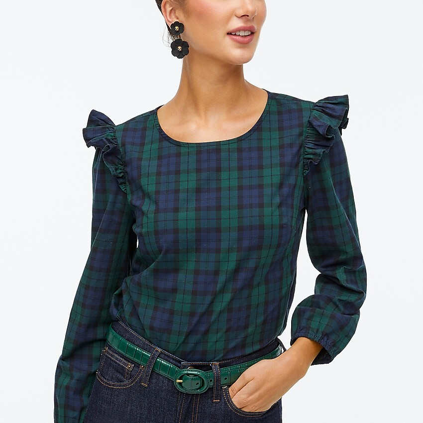 Cotton poplin top with ruffles | J.Crew Factory