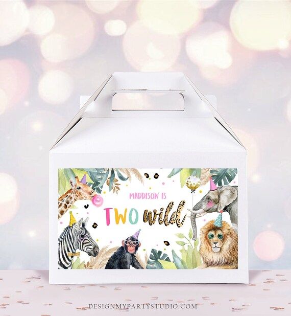 Editable Safari Animals Birthday Gable Gift Box Labels Party - Etsy | Etsy (US)