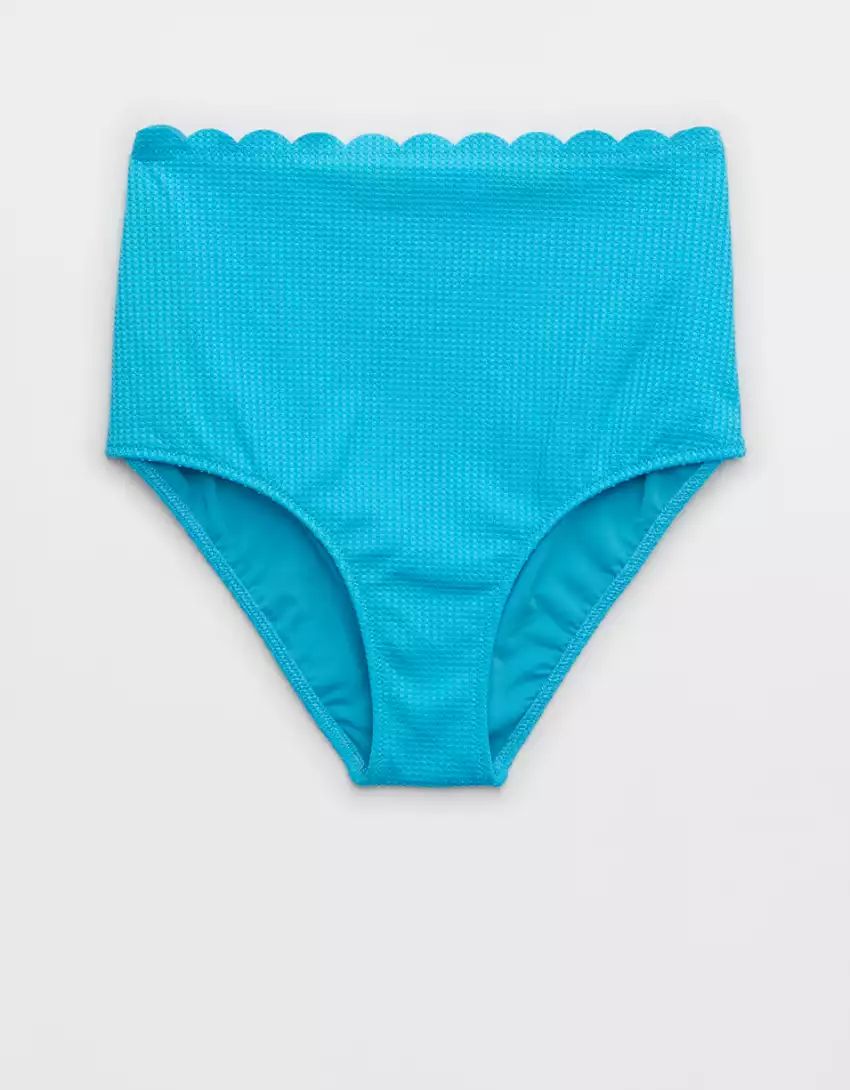 Aerie Waffle Scalloped High Waisted Bikini Bottom | Aerie