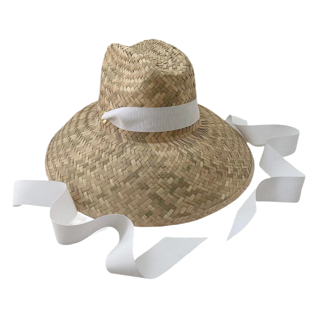 Begonia Sun Hat in Long White Grosgrain Ribbon | Over The Moon