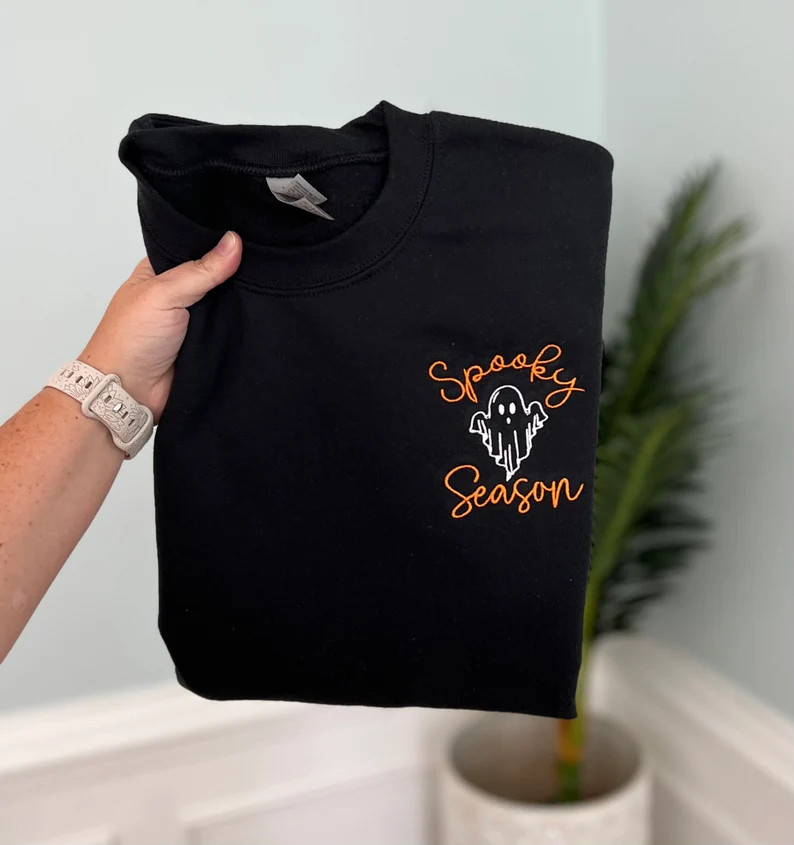 Spooky Season Halloween Sweatshirt Embroidered Sweatshirt - Etsy | Etsy (US)