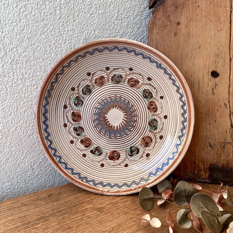 Antique Peasant Wall Plate - Traditional Hand Painted Ceramic Pottery | Etsy (US)