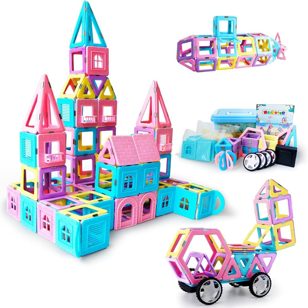 MAGBLOCK 102 Piece Magnetic Tiles Toys for 3 4 5 Year Old Girls Boys, Castle Magnet Toy Building ... | Amazon (US)