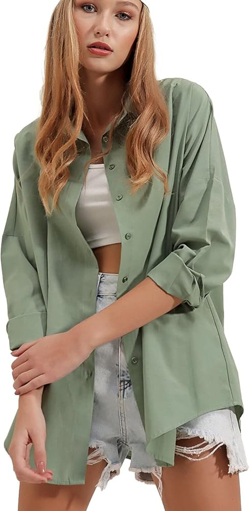 BIG DART Oversized Button Down Shirts for Women, Dressy Casual Long Sleeve Blouses Summer Tops Tu... | Amazon (US)