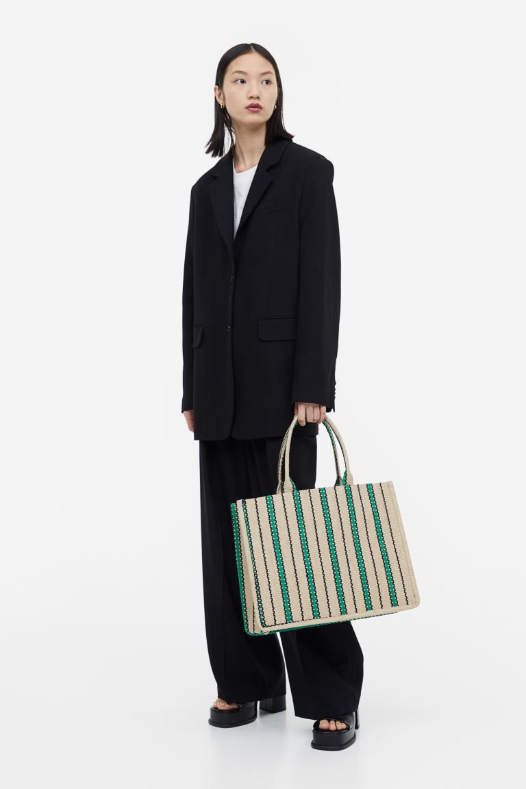 Jacquard-weave Handbag - Beige/striped - Ladies | H&M US | H&M (US + CA)