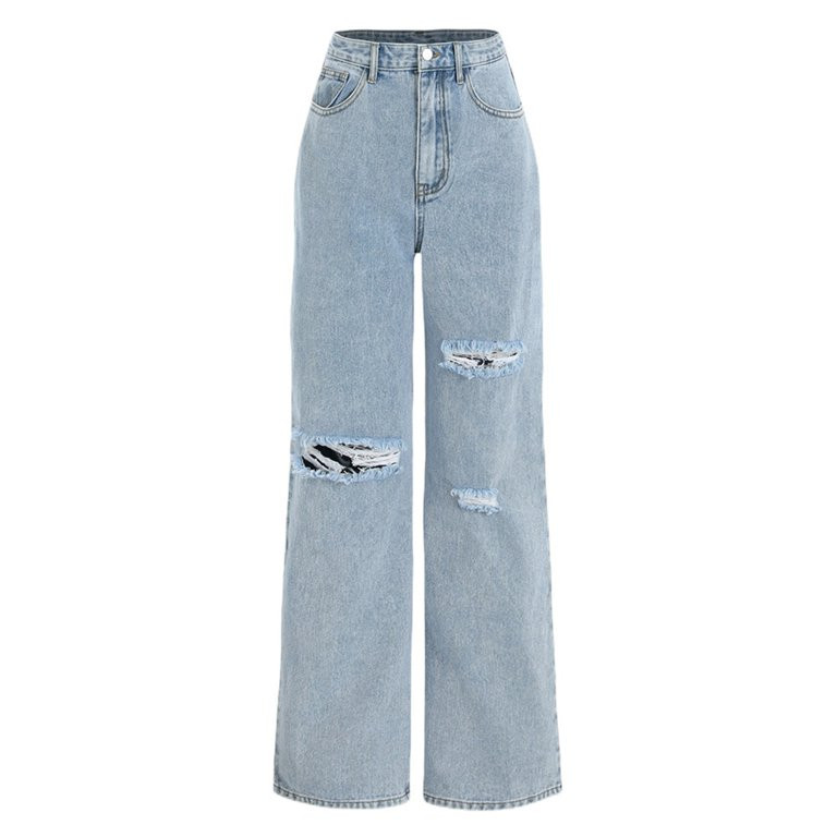 Jeans for Women Plus Size Clearence,Barrel Jeans Women Classic High Street Trendy Broken Hole Was... | Walmart (US)