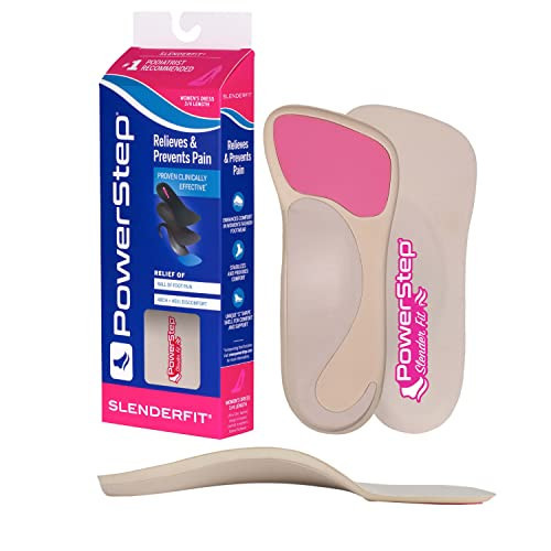 Powerstep SlenderFit Insoles - 3/4 Length, Neutral Arch Support Insoles for Women's Fashion Shoes, Heels and Boots, Low Profile Design, Odor Control, Ball of Foot Cushioning, Khaki (Women's 5-6) | Amazon (US)
