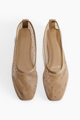 H & M - Rhinestone-Embellished Ballet Flats - Beige | H&M (US + CA)