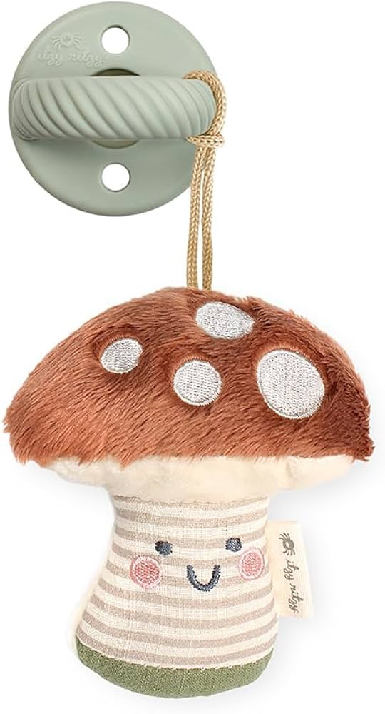 Itzy Ritzy Pacifier and Lovey Set; Detachable Plush Mushroom and Coordinating Green Silicone Paci... | Amazon (US)