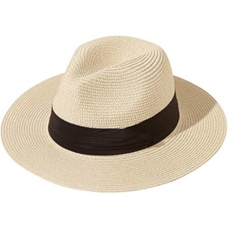 FURTALK Womens Mens Wide Brim Straw Panama Hat Fedora Summer Beach Sun Hat UPF Straw Hat for Wome... | Amazon (US)