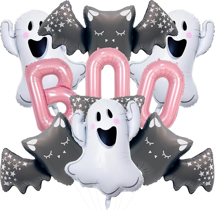 Halloween Balloons, Pink BOO Balloon Ghost Bat Balloons for Halloween Birthday Party Decorations ... | Amazon (US)